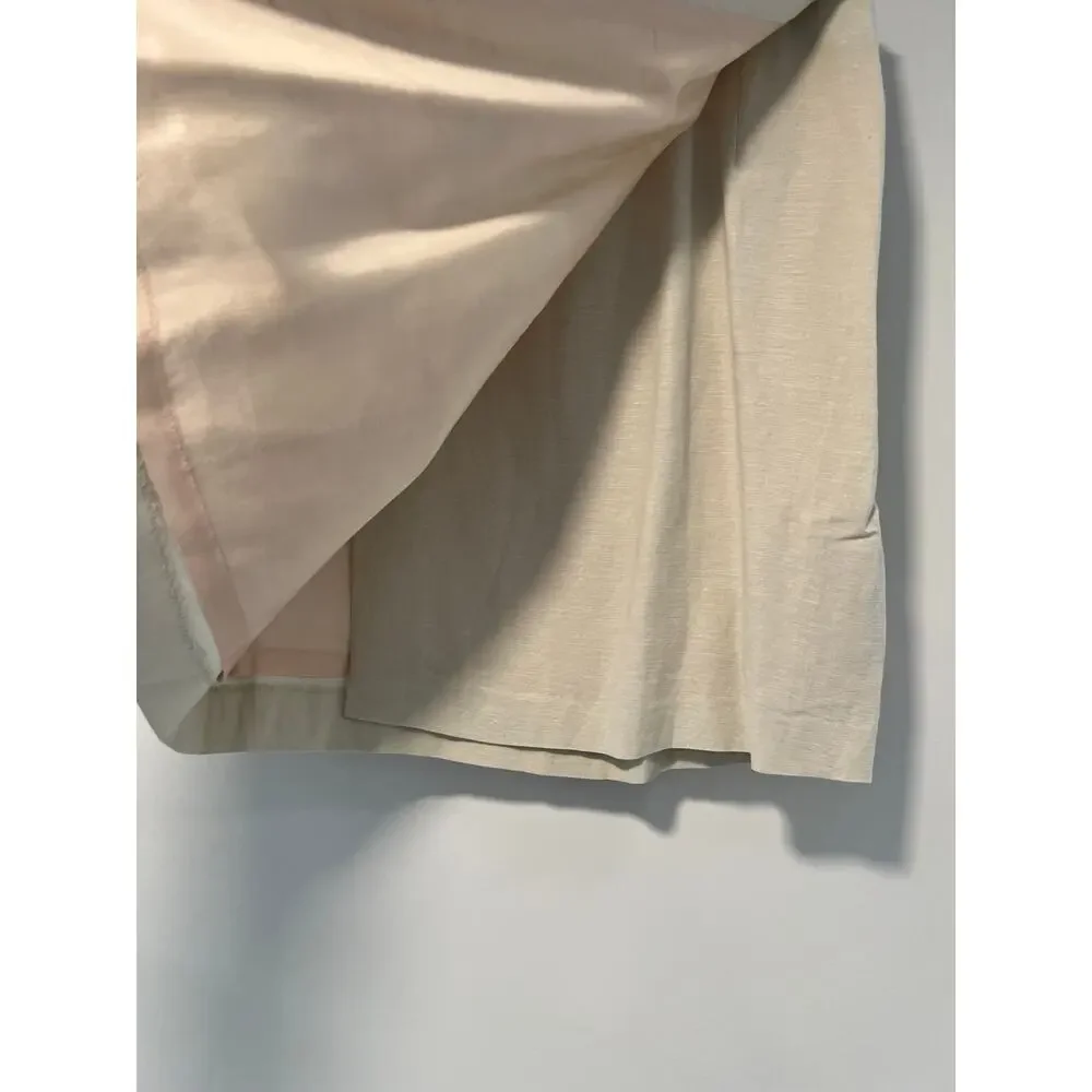 1990s Vintage Limited Wrap Mini Skirt Linen Rayon Button Closure Cream 10 JL - Picture 3 of 9